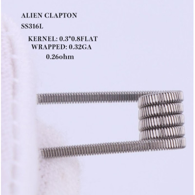 XFKM Alien Clapton SS316L předmotané spirálky - 0,26 ohm - 10 ks