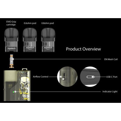 Joyetech EVIO Grip Pod elektronická cigareta 1000mAh Golden Skull