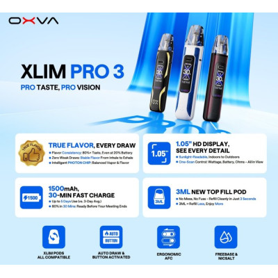 OXVA Xlim Pro 3 elektronická cigareta 1500mAh Black Leather